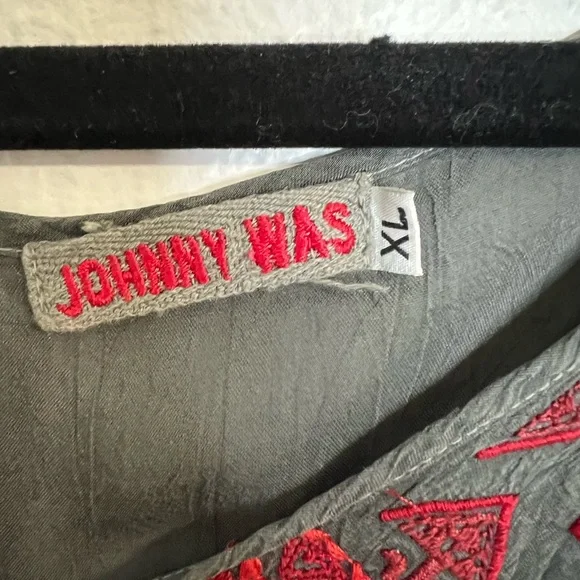 Johnny Was Charcoal and Crimson Embroidered Tunic - Picture 3 of 5
